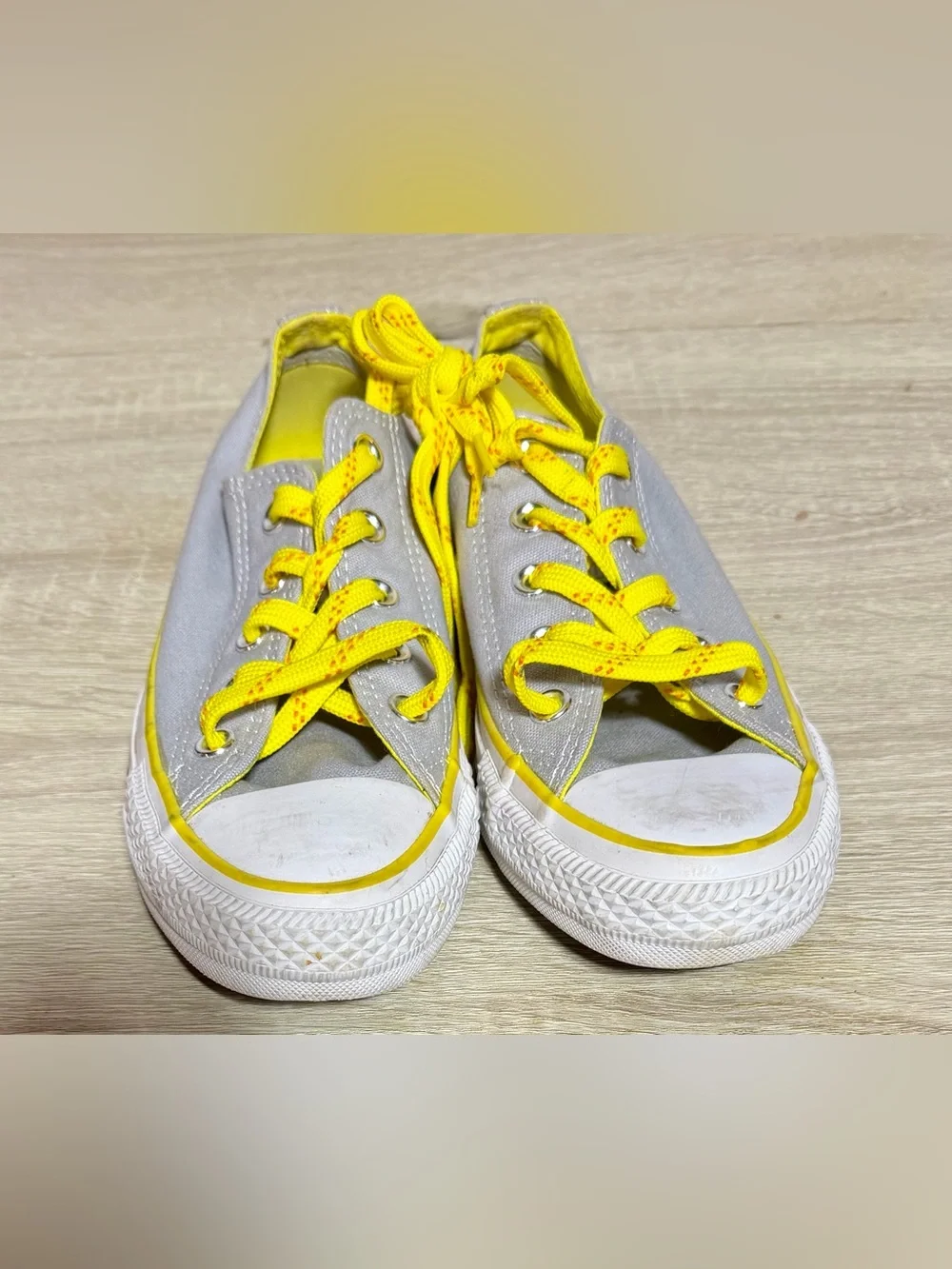 Converse Allstar Chuck Taylor Grey Canvas Yellow Trim, Size 6